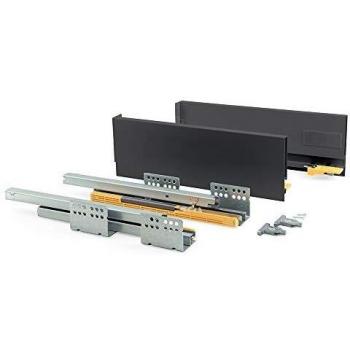 Emuca Schubladensystem Concept, Höhe 138 mm, Tiefe 350 mm, Tragkraft 30 kg, Stahl, Grau