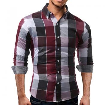 Men's Long Sleeve Checkered Blouse
