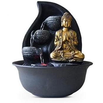 Zen Light Praya fontaine d'intérieur avec pompe et éclairage led, résine, gold