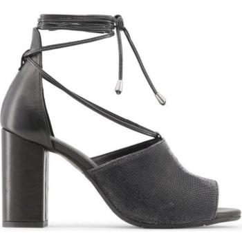 Made in Italia Women's Leather and Textile High Heel Sandals, Black, Size 11 US