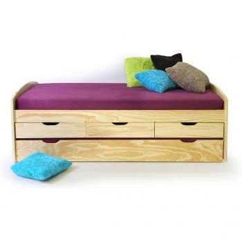 Kinderbett mit Schubkasten MARINELLA – 90 × 200 cm, Naturkiefer