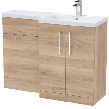 Bleached Cuneo Oak Right-Hand Vanity Basin and WC Combination Unit 1100mm x 390mm