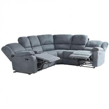 Canapé d'angle 5 places en tissu gris avec accoudoirs ROKKE