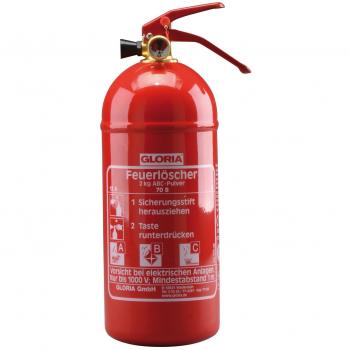 GLORIA Feuerlöscher Pulver 2 kg – Sofortiger Einsatz – Montagekit enthalten – ABC‑Pulver