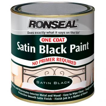 Ronseal Single Coat Black Satin Paint 250ml