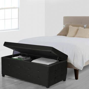 Pouf DMORA en éco-cuir noir