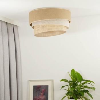 Trio Jute plafoniera Euluna, marrone naturale/bianco/raffia Ø 45 cm