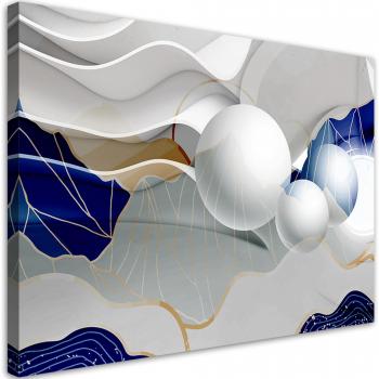 Décoration murale bleue avec boules en relief 60x40