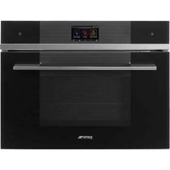 Smeg SF4104WMCN Black Linea Compact Combi Microwave Oven