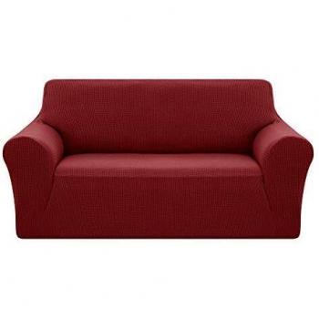 Housse de canapé extensible Deconovo rouge pour 3 places
