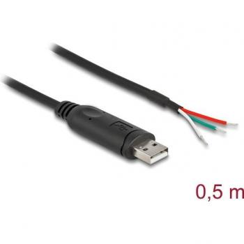 Adapterkabel USB 2.0 Typ-A zu seriell RS-485 3 x offene Kabelenden 0,5 m (64242)