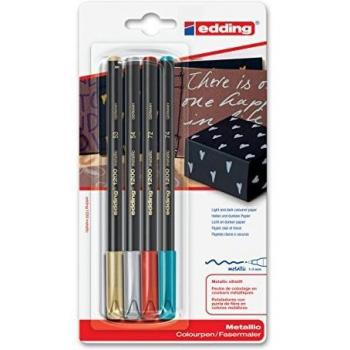 Edding 4-1200-4-1999 Fasermaler 1200 Color Pen, 1-3 mm, sortiert, 4-er Blisterkarte, metallic