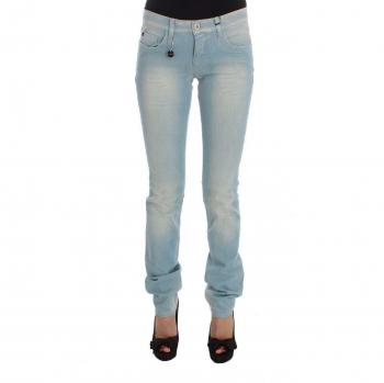Pantalones Jeans Super Ajustados de Algodón Azul para Mujer W26