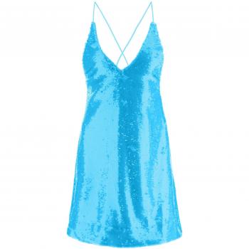Ganni Blue Sequined Strap Mini Dress Size 40