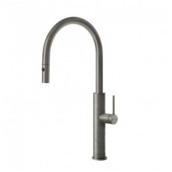 Rubinetto sanitario Gessi 316 Flessa HT 60024 239, leva in acciaio spazzolato