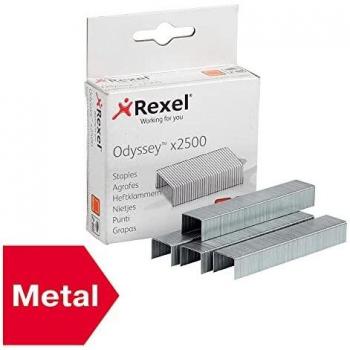 Rexel Odyssey Heavy Duty Staples, For Stapling up to 60 Sheets, Box of 2500, 2100050, Silver