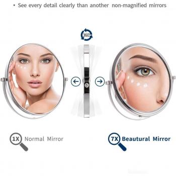 Smartloc 20cm 7X Magnifying Round Mirror with 360° Rotating Stand for Bathroom and Bedroom