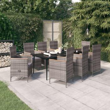 Estilo Bosque: Juego de mesa de jardín con cojines gris
