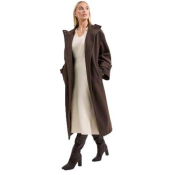 Chocolate Funnel Neck Coat for Women – Wallis Principles, Size 14
