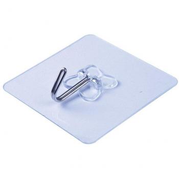 10pcs 6cm Square Waterproof Transparent Hanging Hooks, Seamless Viscose for Kitchen and Bathroom