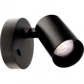 GU10 Metal Switch Wall Spot, Black, 10 cm Tilt‑capable