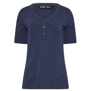 Long‑Tall Women's Ribbed Henley Top, Mid Navy, Size 18