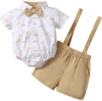 Ropa de Verano para Bebé, Camisa de Manga Corta y Pantalones Cortos de Tirantes