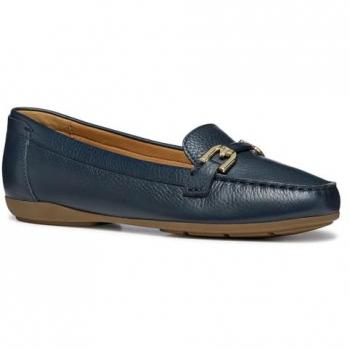Mocassini da Donna Geox Annytah Navy in Pelle Traspirante, Taglia 36 EU