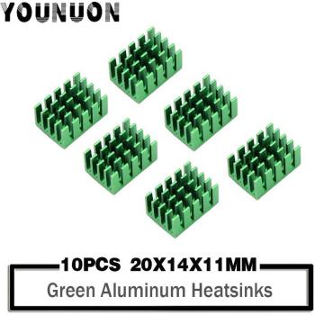 10Pcs YOUNUON 20x14x11mm Green Cooling Radiator Fins with 3M Adhesive