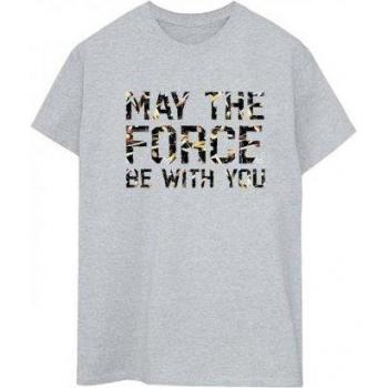 May The Force Infill Cotton Boyfriend T-Shirt L Grey
