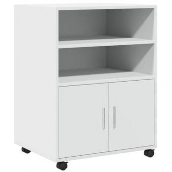 Rollschrank Weiß 60x48x81 cm mit Rollen