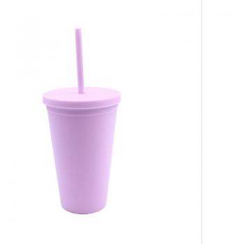 Tasse café/éau à double paroi – 4 tons acryliques, couvercle & paille intégrés