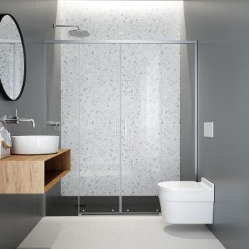 Mampara de Ducha Salma SA-325 Profiltek – Diseño Transparente con Acabado Plata Brillante