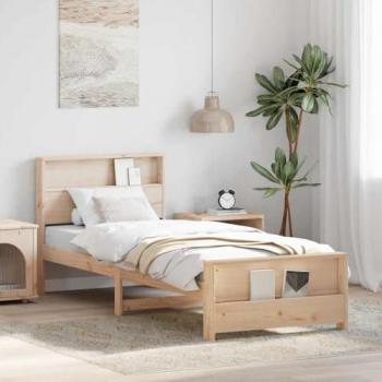 Frame letto marrone 75x190 cm legno di pino massello