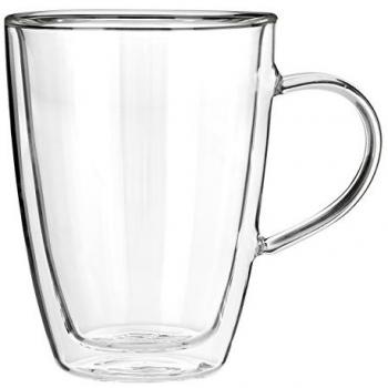 PremiumClear 330 ml Double Wall Glass Mug with Non‑Slipping Silicone Bottom