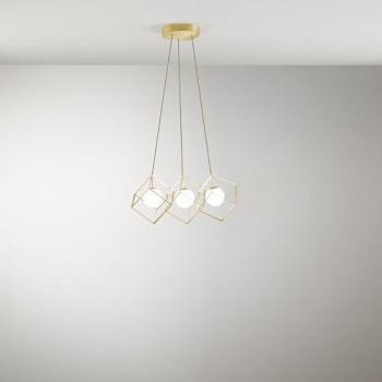 Lampe à Suspension Cube Métallique Or