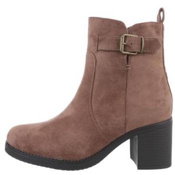 Ital-Design Damen Freizeit Stiefelette 85303580 hellbraune Blockabsatz‑Stiefel