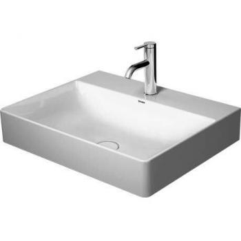 Duravit DuraSquare 60x47 cm Waschtisch ohne Hahnloch, geschliffen, weiß mit Wondergliss