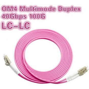 OM4 Multimode Duplex 40Gbps 100G Fiber Optic Patch Cord LC-LC 5m