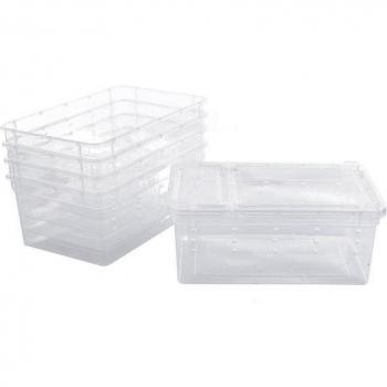 8Pcs Reptile Feeding Box Worm Dish Breeding Container Small Size Transparent