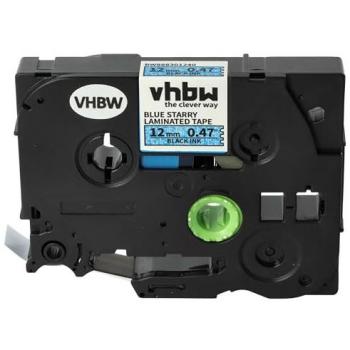 Vhbw Black on Blue Glitter Tape for Brother PT Series