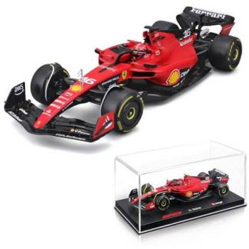 Bburago Ferrari F1 Charles Leclerc 2023 Bburago met doorzichtige koffer miniatuur 1/24 SF-23#16