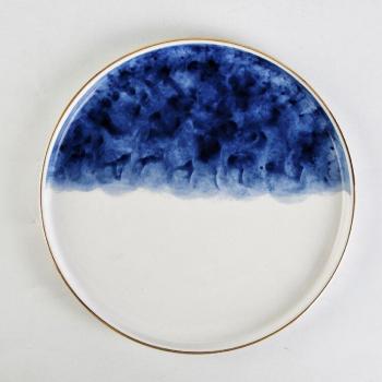MUZITY Round Porcelain Dinner Plate with Gold Trim