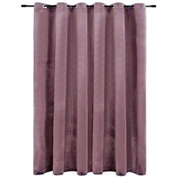 290x245 cm Velvet Blackout Curtain Antique Pink with Metal Eyelets