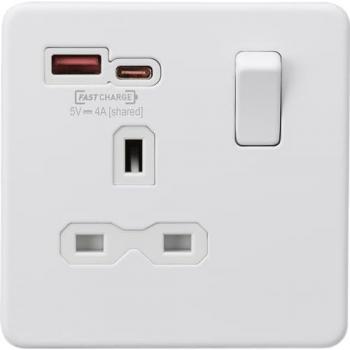 Knightsbridge 13A 1G Switched Socket with dual USB Fast Charge A+C