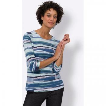 Bunte 3/4-Arm Damen T-Shirt aus 100 % Baumwolle