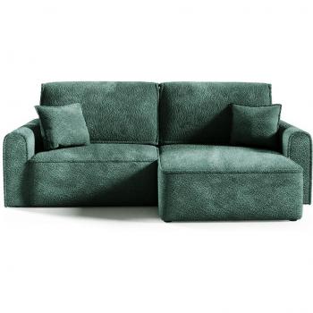 Sofá convertible de esquina con caja, estilo Valentin Mini, colores verde y negro
