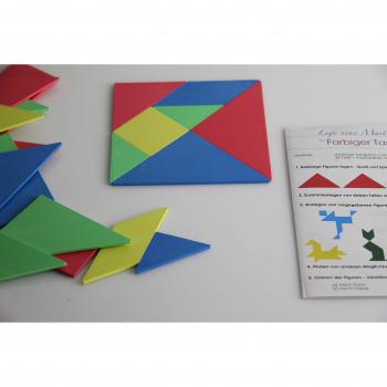 Wissner® aktiv lernen Lernspielzeug Tangramsatz in 4 Farben (28 Teile), Geometrie Muster legen (28-St), RE-Plastic®
