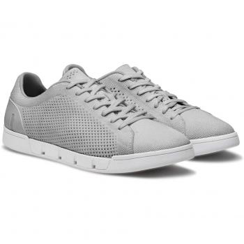Swims Men's Breeze Tennis Knit Sneakers in Light Gray and White, UK 9