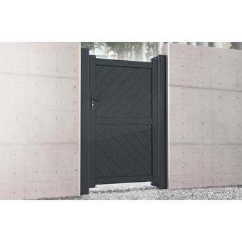 Solid Diagonal Infill Pedestrian Gate 900x1600mm (Black) – Flat Top Design